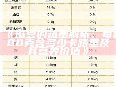 《麻豆的热量解析：每100克含多少卡路里及其营养价值》